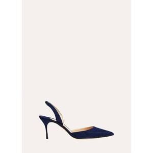 NEW MANOLO BLAHNIK women's carolyne 70 suede slingback pumps in navy